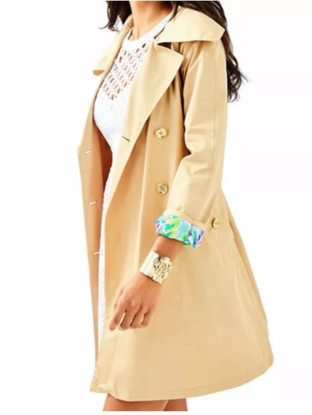 Lilly Pulitzer Qynn Trench Coat Tan - Picture 2 of 13